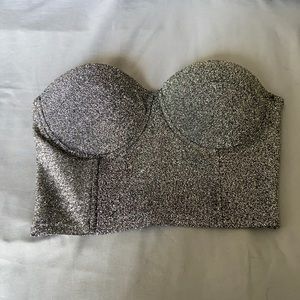 Rue 21 Silver Bustier Bra Corset Top